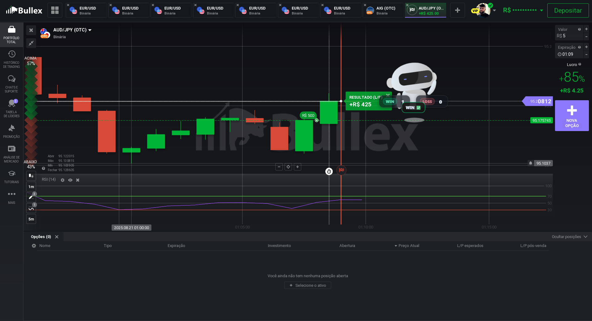 Robô operando – resultado da operação